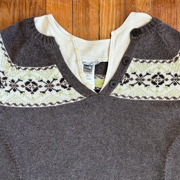 The North Face Mock Henley Women’s Large Brown Wool Blend Knit Sweater - Picture 3 of 14